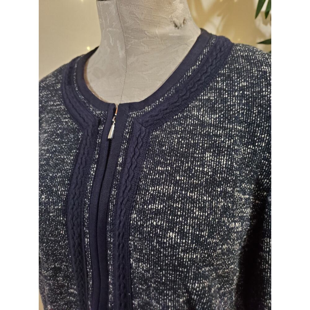 Talbots NWOT Tweed Knit Full Zip Blazer Jacket Sz 14 Navy Blue Career Old Money - Picture 6 of 10